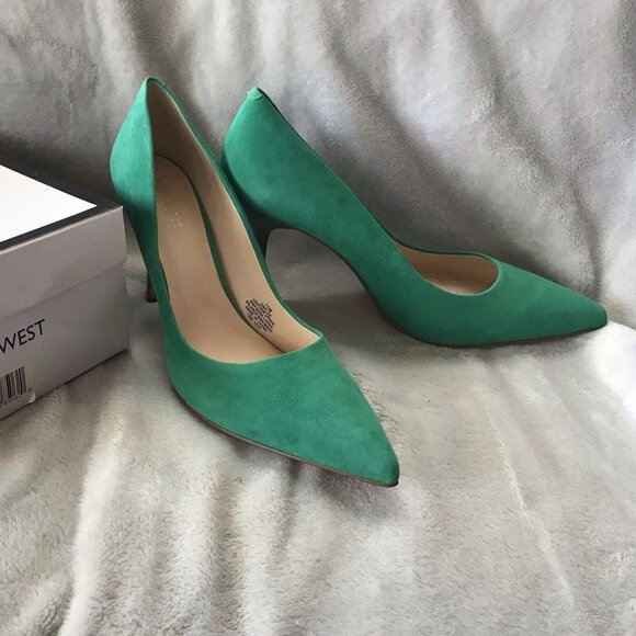 Nine West Green Suede Leather High Heels - Picture 1 of 16